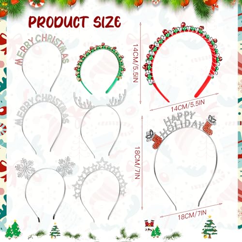 Christmas Headbands for Women - Rhinestone Reindeer & Snowflake - Silver