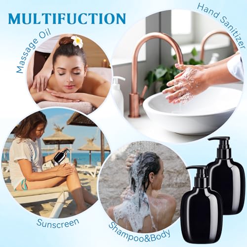24 Pack Refillable Black Plastic Pump Bottles 6.8 oz Travel Shampoo & Lotion Dispensers - Variation of THIS listing