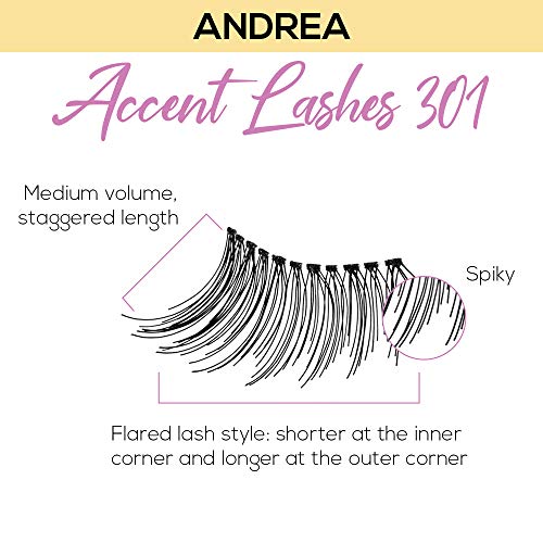 Andrea Accent Half Lashes 301 - Lightweight, Natural-Looking Cat Eye Lashes for Enhanced Eye Definition, Easy Application False Eyelashes, 4-Pack