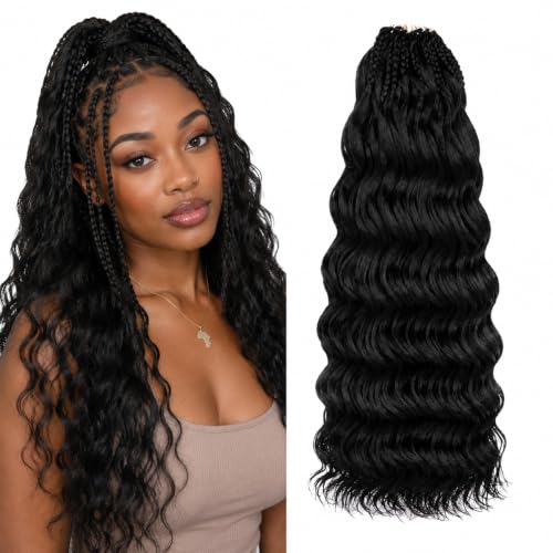 Pre Looped Ocean Wave Crochet Hair 18 Inch - 10 Packs, 1B Style