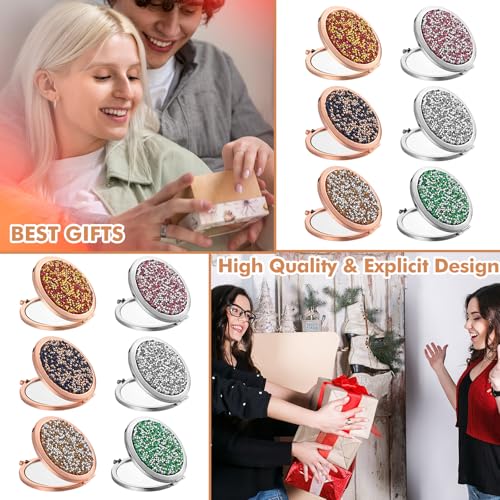 12-Pack Compact Folding Makeup Mirrors with 1X/2X Magnification for Women