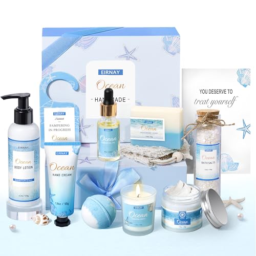Gifts for Women, Spa Gifts Basket for Women, 12Pcs Ocean Bath and Body Gifts Set, Self Care Gifts for Mom, Wife, Girlfriend, Sister, Female Friends