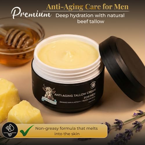 Men's Tallow and Honey Face Moisturizer - Organic Beef Tallow Skin Balm 1.7 OZ
