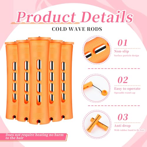 Tigeen 120 Pcs Perm Rods Set 0.87 Inch Orange Hair Curlers for Long & Short Hair