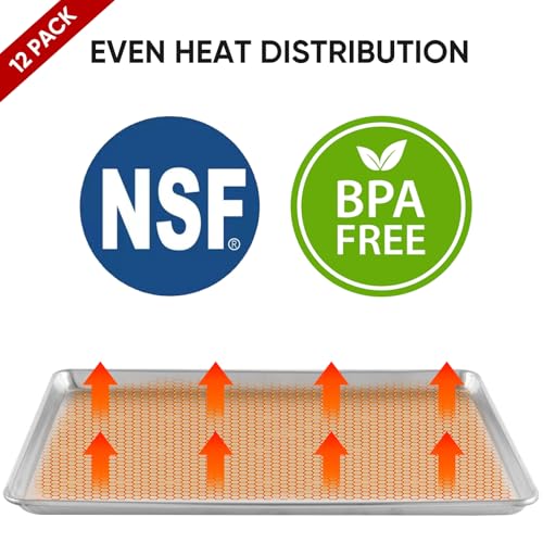 12 Pack Heavy Duty Aluminum Baking Sheet Trays 26 x 18 Inch Commercial Kitchen