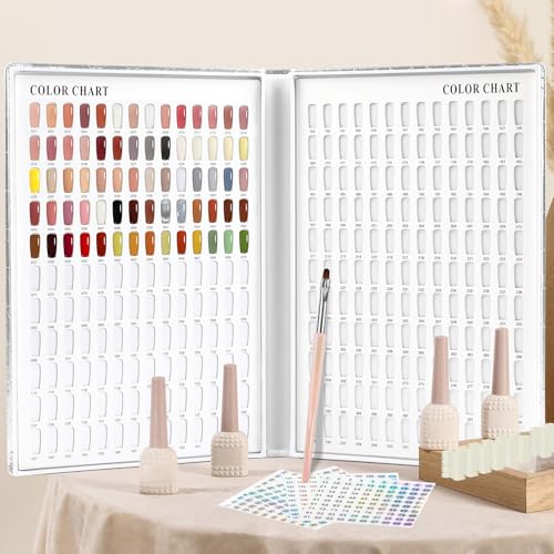 Silver 308 Colors Nail Polish Swatch Book with Tips & Brush - Salon Display