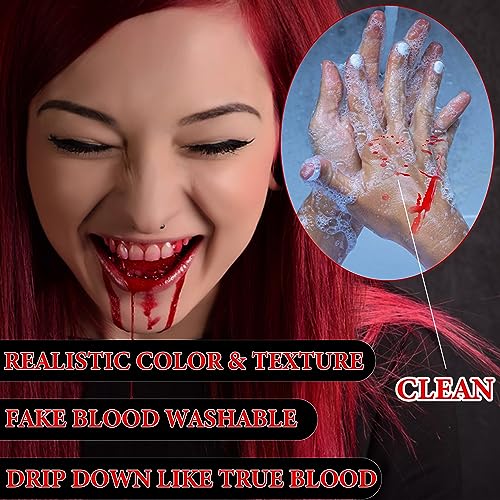 Halloween Fake Blood Spray,Blood Splatter Realistic Liquid Fake Blood Washable,Fake Blood for Clothes,Special Effects SFX Makeup Kit for Zombie Bride,Vampire,Monster SFX Scary Clown Dress Up