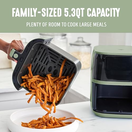 GreenLife 5.3QT Electric Air Fryer Oven - Sage, Digital Touchscreen, PFAS-Free Ceramic Nonstick, Auto Shut-Off