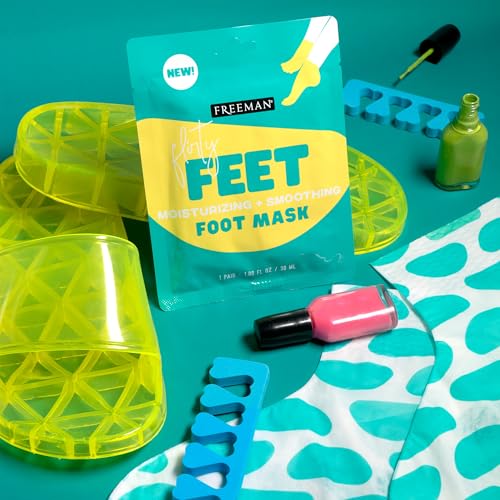 Freeman Flirty Feet Foot Mask & Silky Hands Hand Mask Set ? Moisturizing Socks with Coconut Oil & Mint Extract + Hydrating Gloves with Coconut Oil & Rose Extract