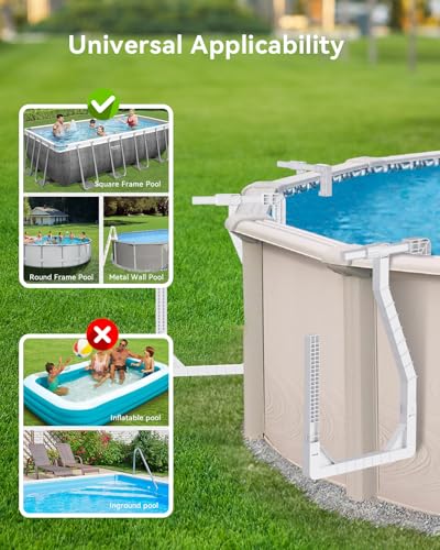 Pathneer White Pool Cover Holder for Above Ground Pools - 4 Pack Adjustable Hooks