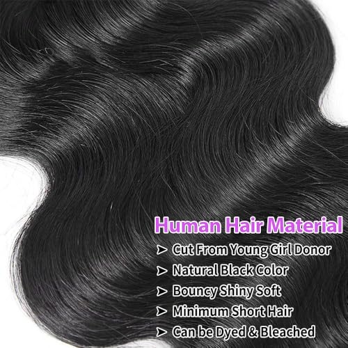 12A Body Wave Human Hair Extensions - 24 Inch Natural Black Virgin Hair Bundle