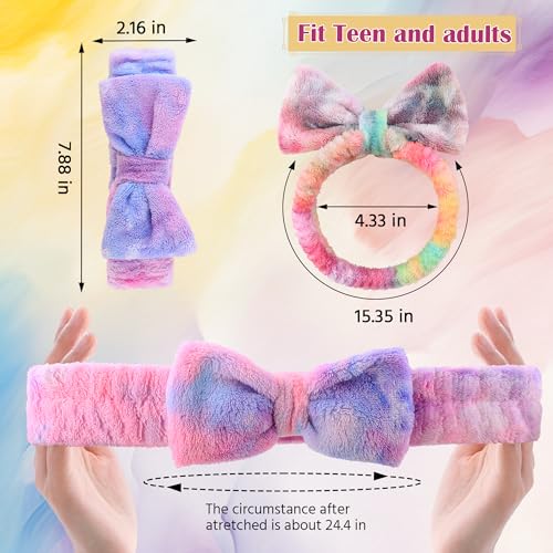 Tie-Dye Color 28-Piece Spa Headband and Eye Mask Set for Sleepovers & Parties