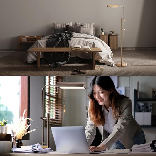 O'Bright Cedric Adjustable Floor Lamp Antique Brass - Industrial Reading & Work Light, 45-61 Inches, 10W LED