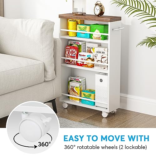 Modern Slim Storage Cart - 4-Tier Narrow Rolling Utility Cart for Kitchen & Laundry