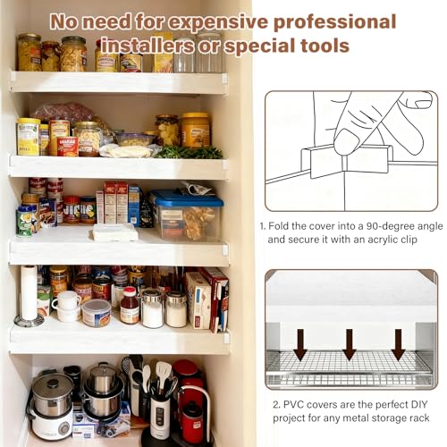 30"W x 12"D Wire Shelf Covers - PVC Pantry Shelf Liners, Set of 5