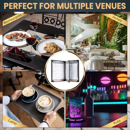 AMGSH 4 View Black Menu Covers 8.5 x 11 Inches - 10 Pack for Restaurants & Cafes