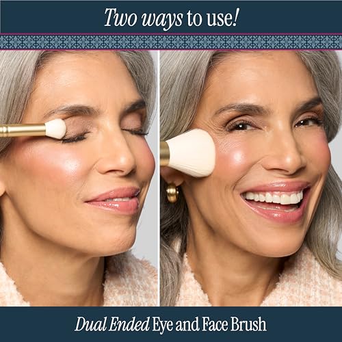 LAURA GELLER NEW YORK Daily Routine Kit | Porcelain | Limited Edition Makeup Set | Includes Baked Foundation for Mature Skin, Exclusive Blush, Eyeshadow, Retractable Kabuki Brush