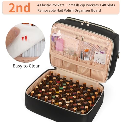 CUBETASTIC Nail Polish Organizer Bag - Holds 69 Bottles & Lamp, Travel Case, Black