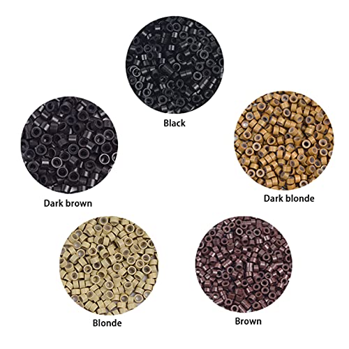 5000 Pcs Silicone Micro Rings Beads 5mm for Hair Extensions - Black, Variation of Black / 5mm
