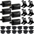 18 Pcs Groomsmen Gifts Set of 6, Groomsman Proposal Gift Includes 6 Leather Toiletry Bags 6 Sunglasses and 6 Pairs of Socks for Wedding Man Gift Bachelor Party Favors