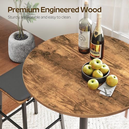 Round Bar Table Set of 2 - Rustic Brown & Black Counter Height Pub Tables