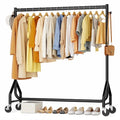 HYSEYY Heavy Duty Black Clothes Rack 48 Inch Rolling Garment Organizer