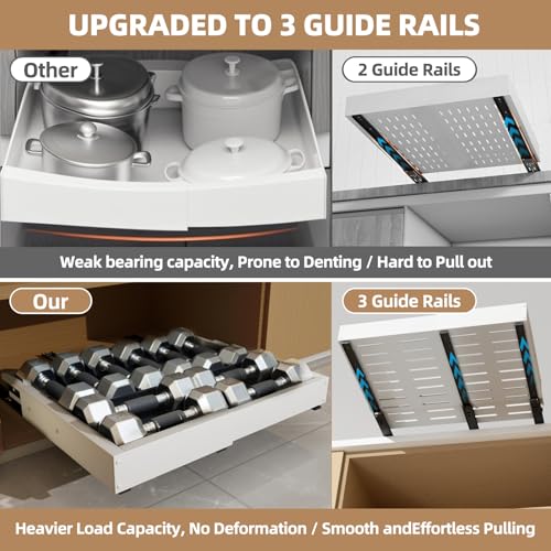 Adjustable 2 Pack Expandable Pull Out Cabinet Organizer for Kitchen & Pantry - White (12-19" W, 16.5-22" D)