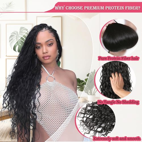 1B / 24 Inch Goddess Box Braids Crochet Hair - Natural Protein Fiber, Soft & Durable
