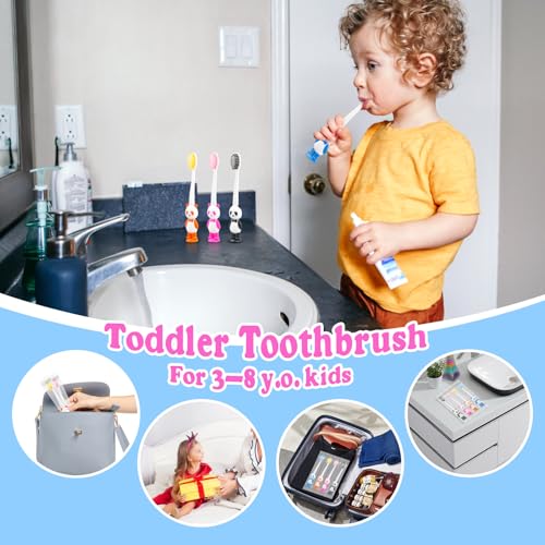 Disposable Kids Toothbrush Set with Suction Cups - 40 Pack, Animal Design, Travel Friendly