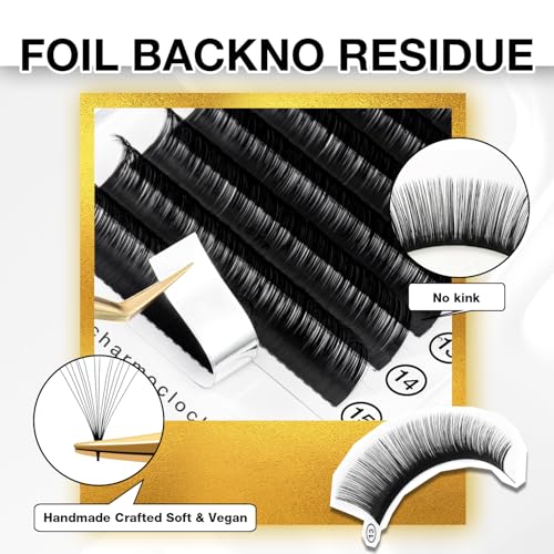 CharmO'clock Lash Extension Cashmere Volume Lashes C Curl 0.15mm Thickness 8-16mm Mixed Length Lash Trays Super Strong Matte Black Individual Eyelash Extensions Professional Lash£¨C 0.15 8-16mm£©
