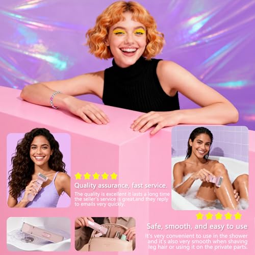 ZLILUGL 5-in-1 Waterproof Women’s Electric Bikini Trimmer & Razor, Painless Body & Facial Hair Removal