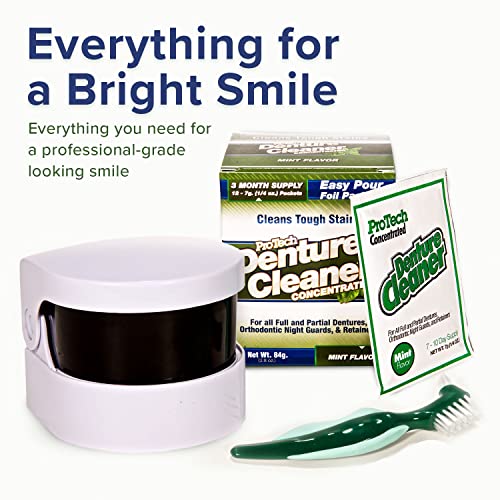 ProTech Denture & Retainer Care Kit with Ultrasonic Cleaner - Complete Oral Hygiene Set