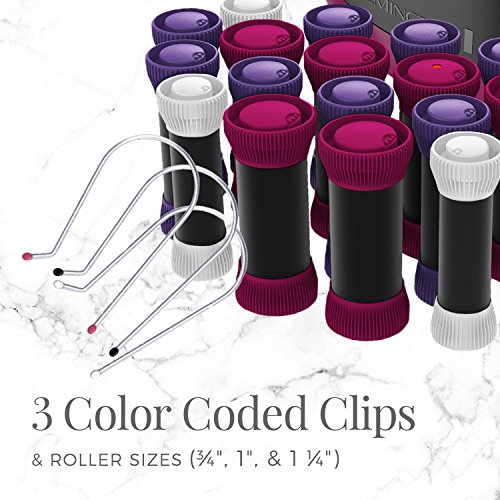Pink Ionic Conditioning Hair Curlers Set - 20 Velvety Rollers, Long-Lasting Style