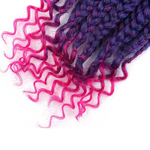 10 Inch Crochet Box Braids with Curly Ends - Purple & Pink Variations