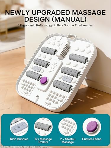 ALLJOY Grey Collapsible Foot Spa Bath with Heat, Bubble Massager & Pumice Stone