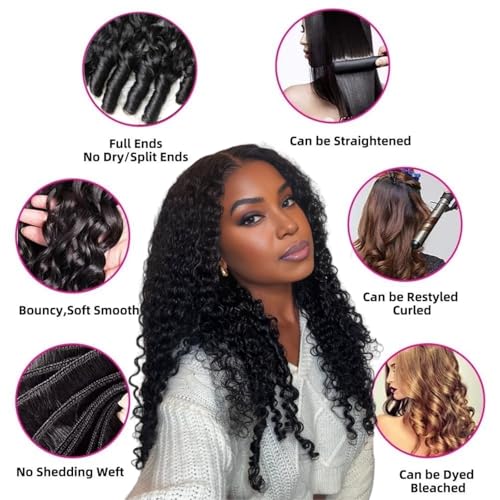 Jasperel Burmese Curly Human Hair Extensions 14 Inch Natural Black Water Wave Bundles