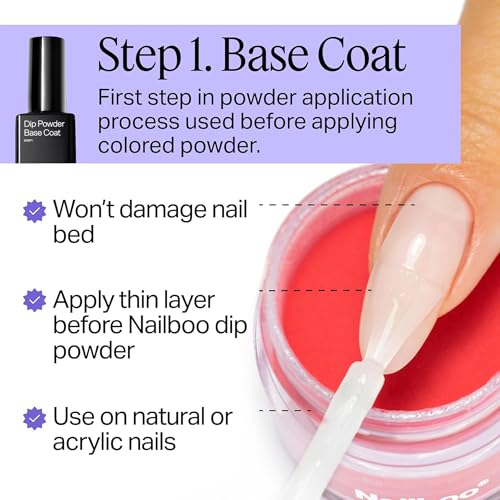 Nailboo Dip Powder Liquid Set with Base Top Coat & Activator - Long-Lasting Manicure Kit