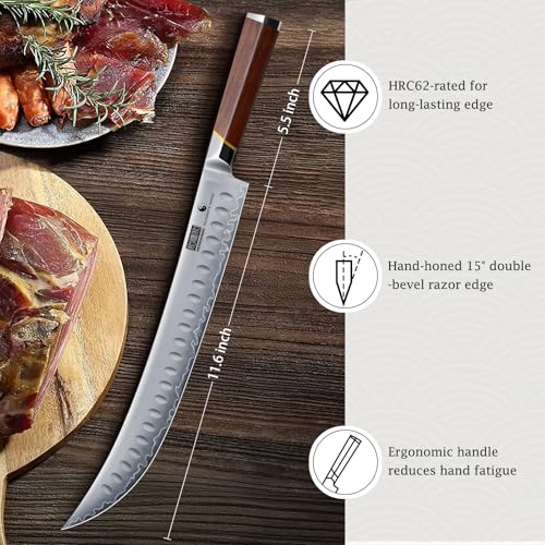 HOSHANHO 12" Brisket Slicing Knife - Butcher Breaking Knife for Meat & BBQ (11.9" variant)