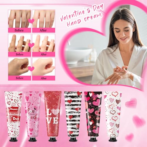 36 Pcs Valentine's Day Hand Cream Gift Set - Moisturizing Heart Lotion Bulk for Women & Men - Travel Size, Natural Ingredients, Love Themed