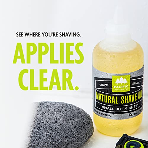 Pacific Shaving Company Natural Shaving Oil - Shaving Oil for Men & Women - Avocado, Sunflower Seed & Vitamin E Oil for Face, Legs, Arms & Full Body - Unisex Beard & Shave Care (0.5 Fl Oz)