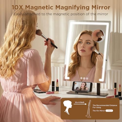 Vanity Mirror with Lights 3 Color Modes & 10X Magnifying Mirror - Touch Control