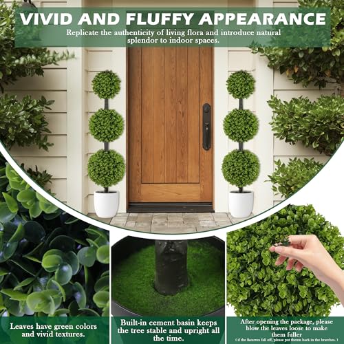 Artificial Topiary Balls Set of 2 Outdoor Garden Decorations - 46.6 Inches