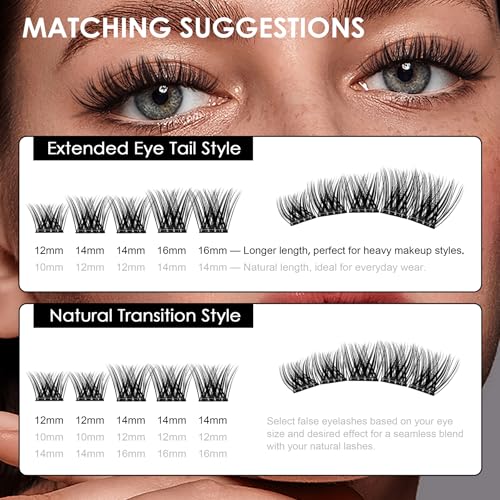 Combinations of P02 Tweezer + Lash Clusters, 81 Pieces DIY Eyelash Extensions, Individual Cluster Lashes, Self Adhesive Lashes at Home(Volume-C Curl-MIX10-16mm-Black)