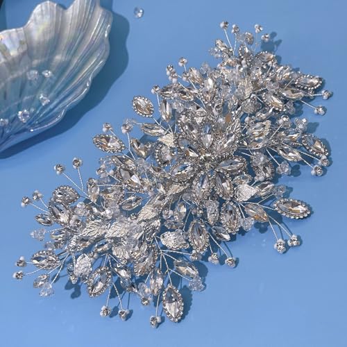 Silver Rhinestone Bridal Headband for Weddings - Aoityis