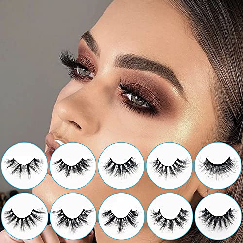 Wholesale lashes, Faux Mink lashes bulk, 30 pair 10 Styles Lashes with lash brush, 15-22mm Fake Lashes, Fluffy Wispy Natural Volume Lashes, Handmade Reusable Soft lashes, Lashes Bulk