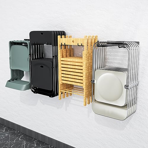 16.5 Inch Wall Mount Folding Chair Storage Rack 4 Pack - Heavy Duty Garden & Patio Organizer Hooks