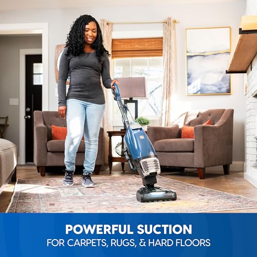 Vacmaster UB0302E Bagged Upright Vacuum Cleaner - Lightweight, 2-Motor, HEPA, Grey-Blue