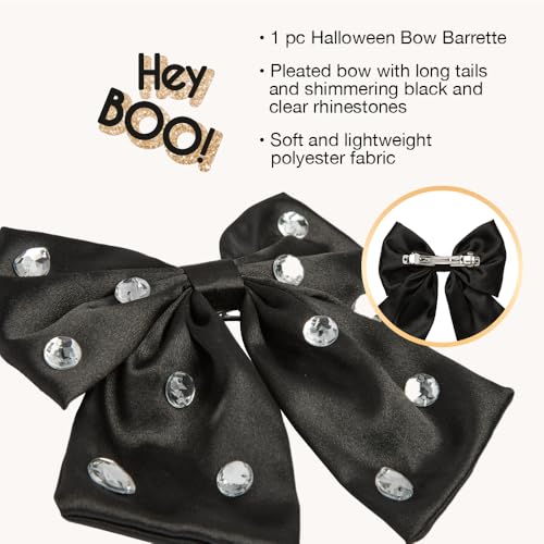 Scunci by Conair Bow Barrette w/Gem Stones - hair accessories - hair accessories for women - Holiday - Black bow - Black hair bows