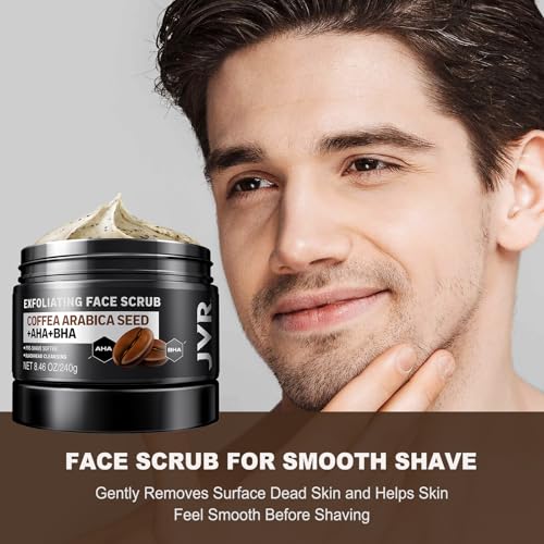 Men's Face Scrub with Coffee Extract, AHA & BHA - Deep Exfoliating & Pre-Shave (8.46 Fl Oz) - Variation of THIS Listing