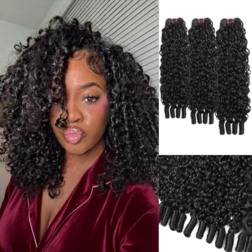 Burmese Curly Human Hair Bundles - Natural Black 12,14,16 Inch - Water Wave Spiral Ends